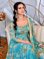 Bollywood Designer Embroidery Print Georgette Fabric Gowns 2 Piece Set