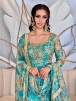 Bollywood Designer Embroidery Print Georgette Fabric Gowns 2 Piece Set