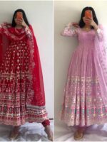 Bollywood Designer Gown Faux Georgette With Heavy Embroidery Sequence Work 3 Piece Set