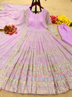 Bollywood Designer Gown Faux Georgette With Heavy Embroidery Sequence Work 3 Piece Set