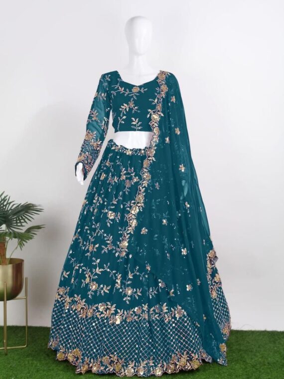 Lehenga Choli Heavy Georgette Embroidery and Sequence Work 3 Piece Set