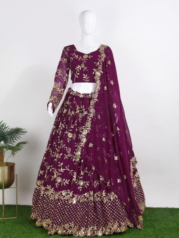 Lehenga Choli Heavy Georgette Embroidery and Sequence Work 3 Piece Set