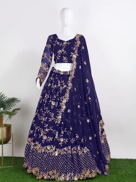 Lehenga Choli Heavy Georgette Embroidery and Sequence Work 3 Piece Set