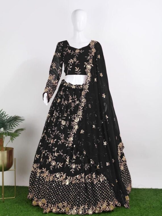 Lehenga Choli Heavy Georgette Embroidery and Sequence Work 3 Piece Set