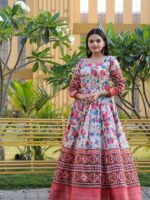 Premium Designer Banarasi Silk With Kalamkari Print & Jacquard Weaving Patta Work