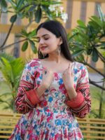 Premium Designer Banarasi Silk With Kalamkari Print & Jacquard Weaving Patta Work