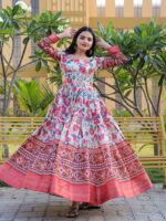 Premium Designer Banarasi Silk With Kalamkari Print & Jacquard Weaving Patta Work