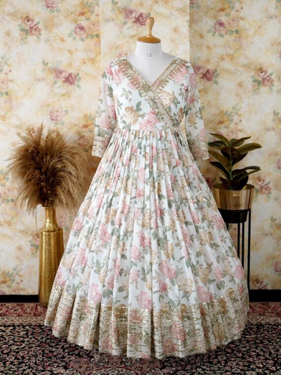 Bollywood Designer Fox Georgette & digital print with Embroidery sequence work 2 Piece Set