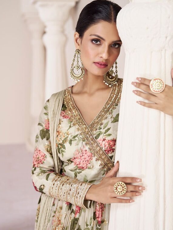 Bollywood Designer Fox Georgette & digital print with Embroidery sequence work 2 Piece Set