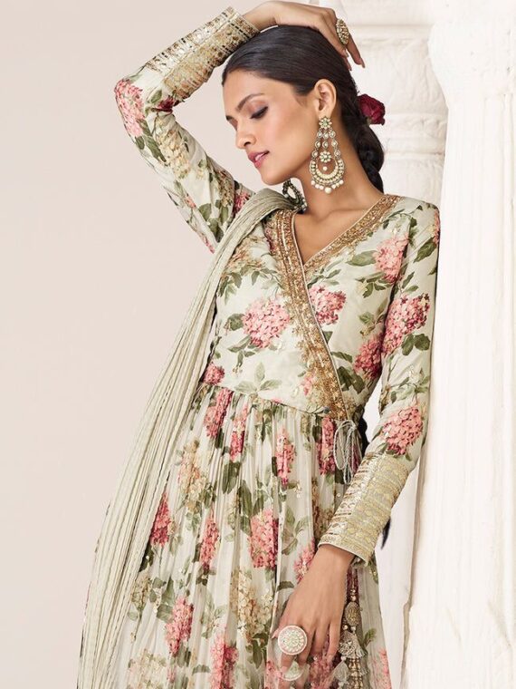 Bollywood Designer Fox Georgette & digital print with Embroidery sequence work 2 Piece Set