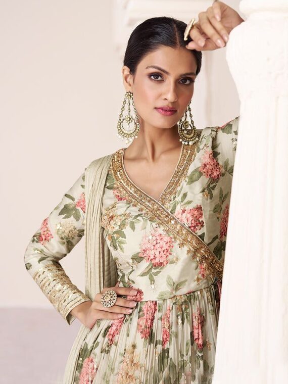 Bollywood Designer Fox Georgette & digital print with Embroidery sequence work 2 Piece Set