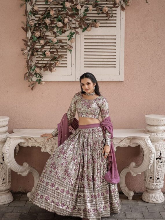 Bollywood Designer Party Wear Lehenga Choli With Sequence Embroidered work 3 Piece Set
