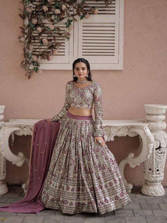 Bollywood Designer Party Wear Lehenga Choli With Sequence Embroidered work 3 Piece Set