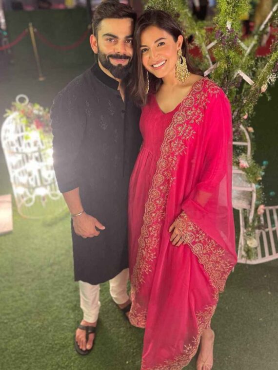 Bollywood Designer Anushka Sharma Kurti Set Cotton With Embroidery 3 Piece Set