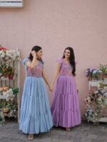 Premium Designer Gown Faux Georgette With Rich Floral Print work