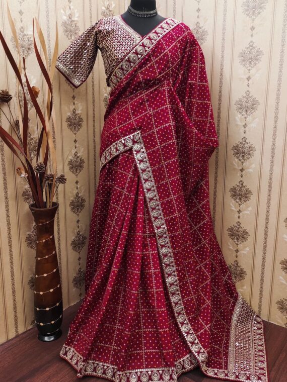 Designer Saree with Blouse Heavy Embroidery Work Mahaveer silks 