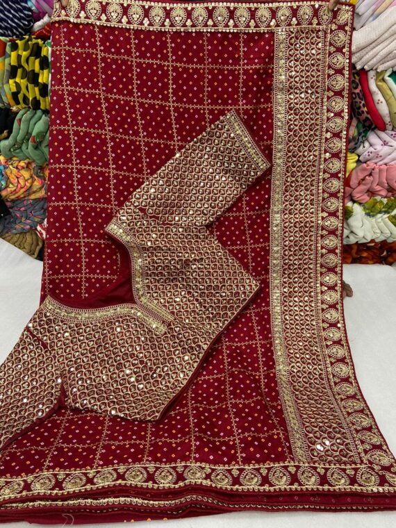 Designer Saree with Blouse Heavy Embroidery Work Mahaveer silks 