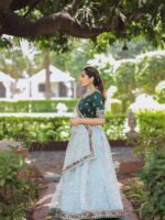 Organza Lehenga Choli Decorated with Trendy Embroidery Sequence 3 Piece Set