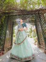 Organza Lehenga Choli Decorated with Trendy Embroidery Sequence 3 Piece Set