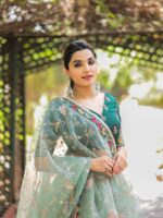 Organza Lehenga Choli Decorated with Trendy Embroidery Sequence 3 Piece Set